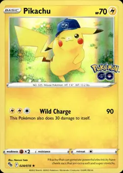 PIKACHU 028/078 HOLO R POKEMON GO POKEMON HOLO NEAR MINT - Image 1