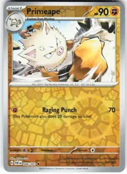 Primeape 108/198 Pokemon SV01: Scarlet & Violet Base Set Reverse Holo Common NM - Image 1
