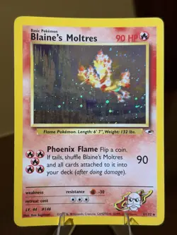 Blaine's Moltres 1/132 Gym Heroes Holo Rare WOTC LP Pokemon - Image 1