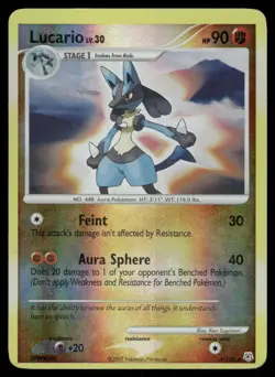 Pokemon Cards Lucario 6/130 Reverse Holo Diamond & Pearl Holo Rare MP - Image 1