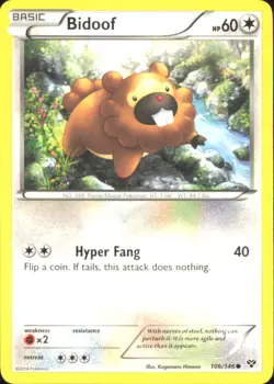 Bidoof XY Base Set 106/146 MP - Pokemon TCG - Image 1