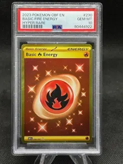 2023 POKEMON OBF EN-OBSIDIAN FLAMES HYPER RARE #230 BASIC FIRE ENERGY PSA 10 - Image 1