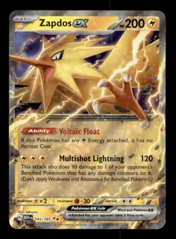 Zapdos ex 145/165 Double Rare 151 Pokemon Holo Near Mint - Image 1