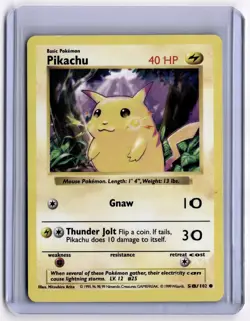Pikachu 58/102 Shadowless Unlimited Base Set (Yellow Cheeks) Common Pokemon Card - Image 1