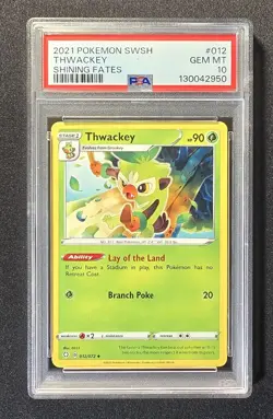 Shining Fates Thwackey #012/072 Uncommon Pokemon Card PSA 10 - Image 1