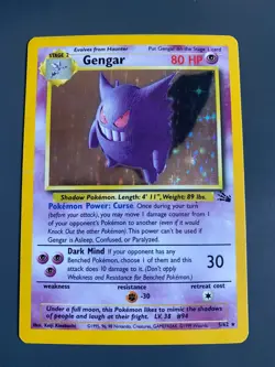 Pokemon Gengar TCG WOTC 5/62 Original Base Set Fossil Holo Rare Card - Image 3