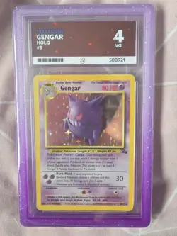 Pokemon Card Gengar Holo Rare TCG Card 5/62 Fossil WOTC Ace Grade 4 Very Good - Image 1