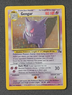 Pokemon TCG Gengar 5/62 Fossil Holo Rare Card Vintage WOTC LP - Image 1