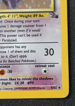 Pokemon TCG Gengar 5/62 Fossil Holo Rare Card Vintage WOTC LP - Image 4