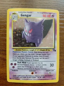 Pokemon Gengar Card 5/62 Fossil Holo - Image 1