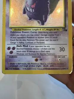 Pokemon TCG Gengar Fossil Holo Rare Card 5/62 HP - Image 5