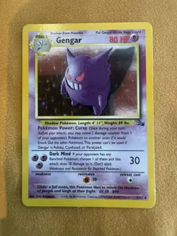 Pokemon Gengar TCG Fossil Holo Card 5/62 Vintage Trading Card With Swirl 🌀 - Image 1