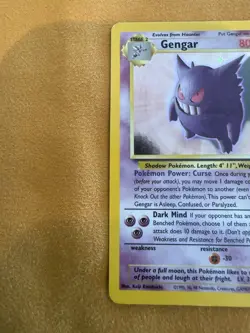 Pokemon Gengar TCG Fossil Holo Card 5/62 Vintage Trading Card With Swirl 🌀 - Image 5