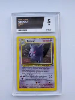 Pokemon TCG Gengar Fossil Holo Rare Card 5/62 Grade 5 Excellent Condition - Image 1