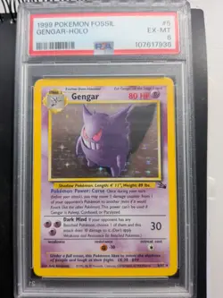 Pokemon TCG Gengar Fossil Holo Rare Card 5/62 PSA 6 - Image 1