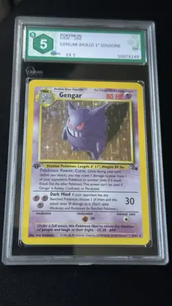 Pokemon TCG Gengar 1st Edition Holo Card Fossil 5/62 Grade 5 - Image 1