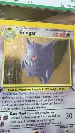 Pokemon TCG Gengar 1st Edition Holo Card Fossil 5/62 Grade 5 - Image 3