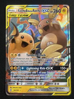 Pokemon Raichu & Alolan Raichu GX Tag Team 54/236 Unified Minds NM - Image 1