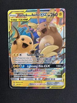 Pokemon Raichu & Alolan Raichu GX 54/236 Unified Minds NM - Image 1