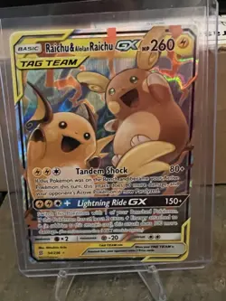 Pokemon TCG Raichu & Alolan Raichu GX 54/236 SM-Unified Minds Tag Team Holo NM - Image 1