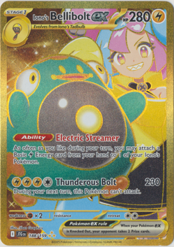 Pokemon TCG Ionos Bellibolt ex 188/159 Journey Together Gold Hyper Rare Card NM - Image 1