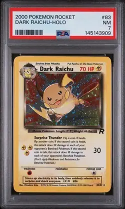 2000 POKEMON TEAM ROCKET SET UNLIMITED #83 DARK RAICHU HOLO - PSA 7 - Image 1