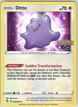 Ditto 053/078 Holo Rare Pokemon GO Pokemon NM - Image 1