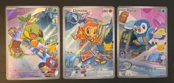 First Partner Series 1 Turtwig Chimchar Piplup Promo Set 040 041 042 Pokemon TCG - Image 1