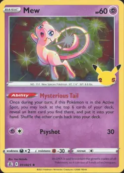 Mew 011/025 Holo Rare Celebrations Pokemon Near Mint - Image 1