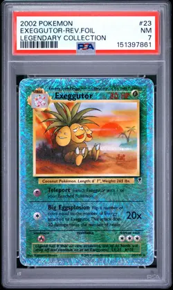 2002 POKEMON LEGENDARY COLLECTION #23 EXEGGUTOR-REVERSE FOIL PSA 7 - Image 1
