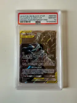 2019 POKEMON SM BLACK STAR PROMO #SM193 FULL ART/GARCHOMP & GIRATINA GX PSA 10 - Image 1