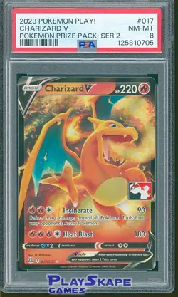 Pokemon Card PSA 8 Charizard V 017/172 Prize Pack Series Promo BRS Holo 2023 - Image 1