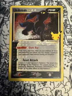 2007 POKEMON TCG 25TH ANNIVERSARY COLLECTION UMBREON GOLD STAR 17/17 - Image 1