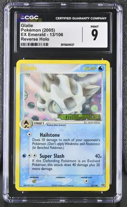 Pokemon Glalie EX Emerald 13/106 Reverse Holo CGC 9 Mint - Image 1