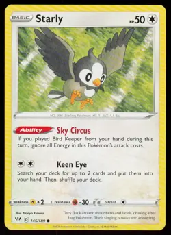 Starly 145/189 Common Darkness Ablaze Pokemon Near Mint - Image 1
