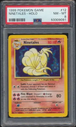 1999 Pokemon Base Ninetales #12 Holo Foil PSA 8 CENTERED - Image 1