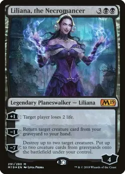 Foil Liliana, the Necromancer - Core Set 2019 | MTG Card - Image 1