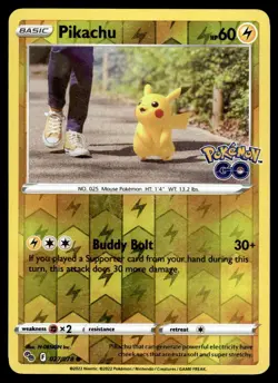 Pikachu 027/078 Common Pokemon GO Pokemon Reverse Holo NM - Image 1