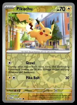 Pikachu 018/091 Common Paldean Fates Pokemon Reverse Holo NM - Image 1