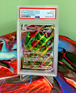 2021 Pokemon SWSH Evolving Skies Rayquaza VMax Full Art #111 PSA 10 Gem Mint - Image 1