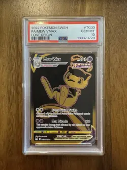 2022 POKEMON SWORD & SHIELD LOST ORIGIN #TG30 FULL ART/MEW VMAX PSA 10 GEM MINT - Image 1