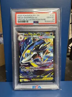 2025 Pokemon Phantasmal Flames Mega Sharpedo Special Illustration Rare PSA 10 - Image 1