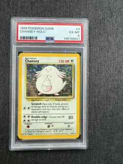 1999 Pokemon Chansey Base Set 3/102 Holo PSA 6 - Image 1