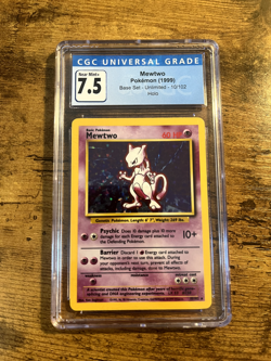 CGC 7.5 Near Mint+ Mewtwo Base Set (1999) 10/102 Holo Pokemon TCG Rare Graded - Image 1