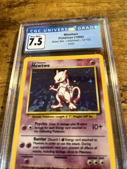 CGC 7.5 Near Mint+ Mewtwo Base Set (1999) 10/102 Holo Pokemon TCG Rare Graded - Image 3