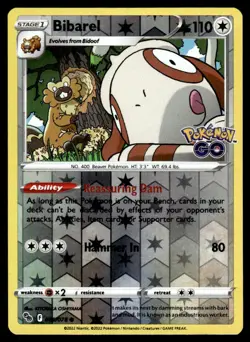 Bibarel 060/078 Common Pokemon GO Pokemon Reverse Holo NM - Image 1