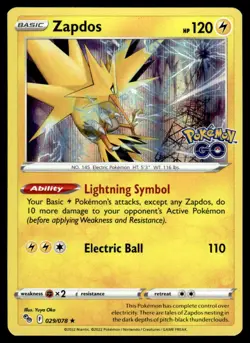 Zapdos 029/078 Holo Rare Pokemon GO Pokemon Holo NM - Image 1