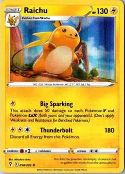 Pokemon TCG Raichu Holo Rare 50/203 - Image 1