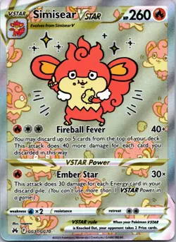Simisear VSTAR GG37/GG70 Holo Crown Zenith Galarian Gallery Pokemon NM - Image 1