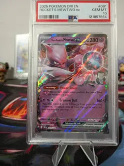 2025 ROCKET'S MEWTWO EX #081 POKEMON DESTINED RIVALS PSA 10 GEM MINT 💎 - Image 3